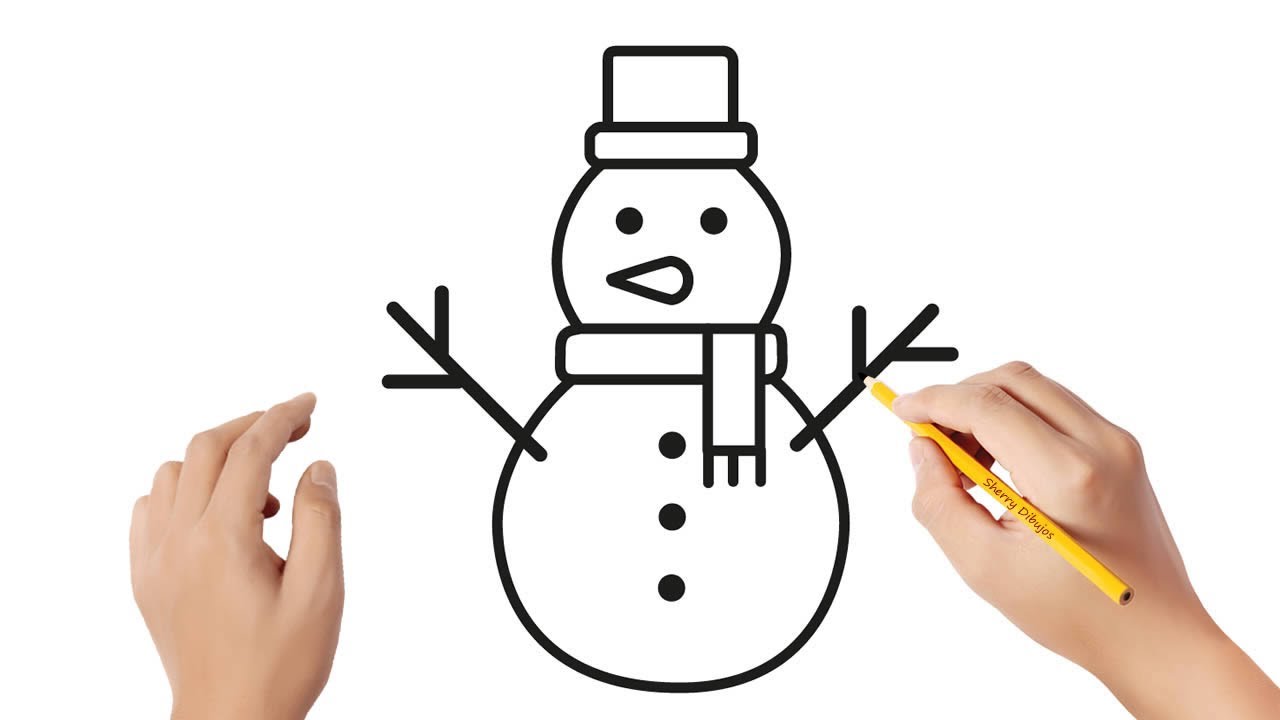 Muñeco de nieve dibujo facil
