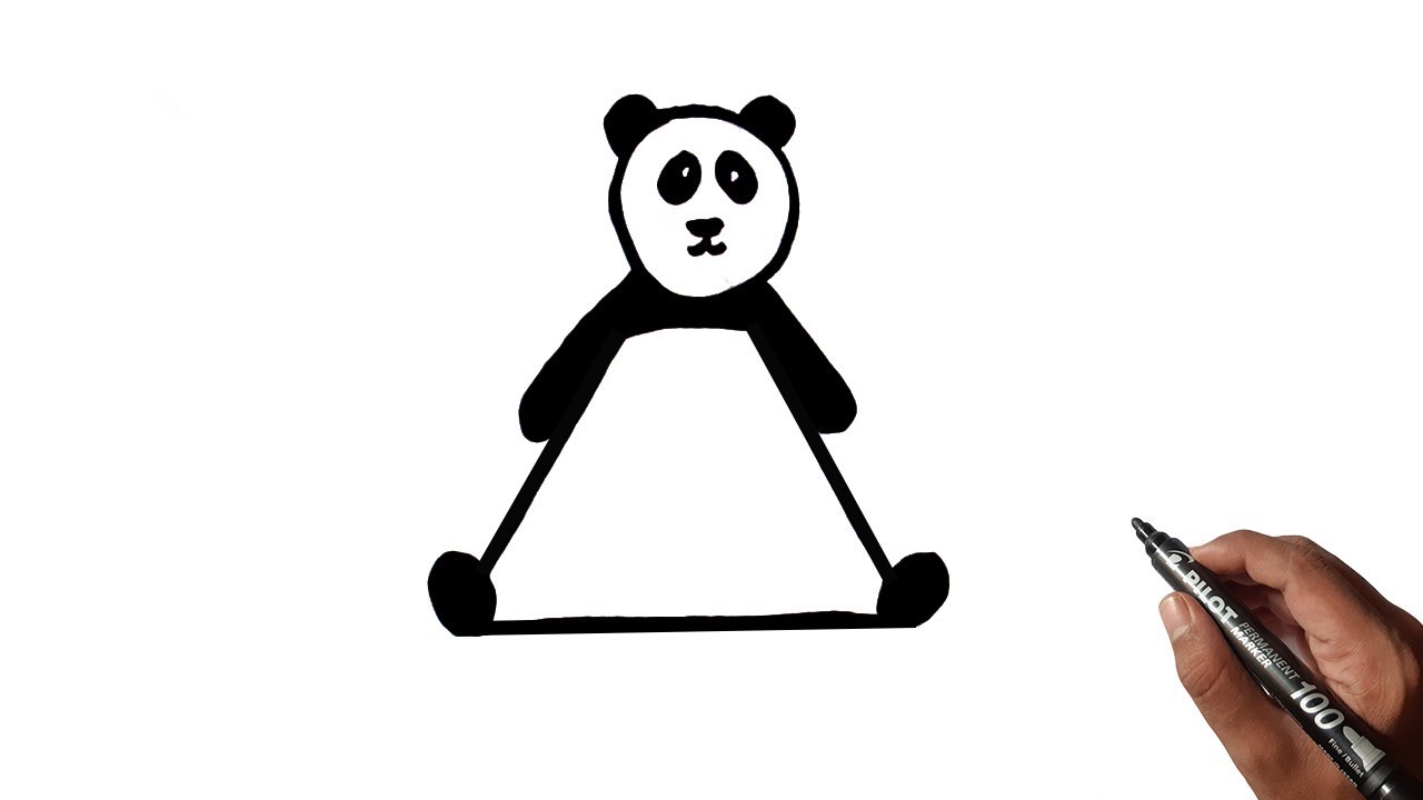 How To Draw Panda From A Square, A Triangle And A Circle - Very Easy ...